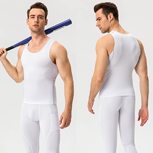 1/3 Pack Men's Athletic Compression Shirts Tank Top Dry Fit Sport Baselayer T-Shirt Running Gym Undershirts Sleeveless #TOP1