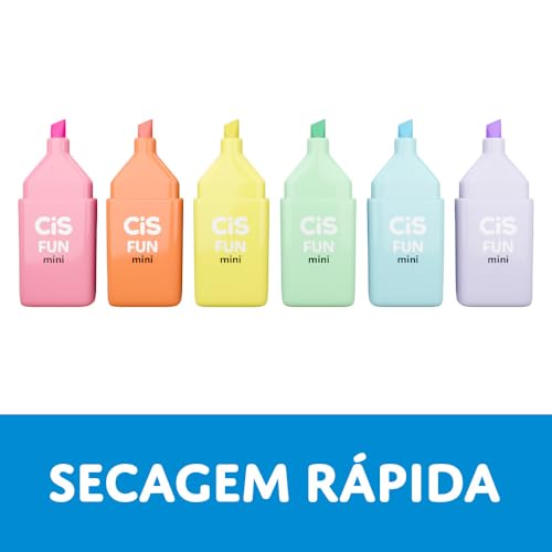 Marca Texto Fun Mini CIS - Estojo com 6 cores Pastel