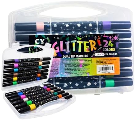 Canetinhas Touch Glitter Cores Ponta Dupla Estojo Canetinhas Vari...
