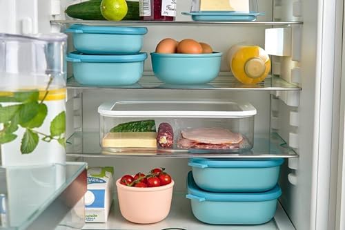 Mepal Multi Bowl Cirqula 3-Piece Set Food Storage Container with Lid - Suitable as Airtight Storage Box for Fridge & Freezer, Microwave Container & Servable Dish - 350, 750, 1250ml - Nordic Sage.