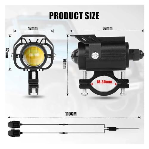Faros de carretera moto focos adicionales LED blancos para evitar riesgos en niebla 3