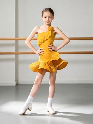 Robe danse latine avec volants dynamiques pour gala de jazz filles - 3