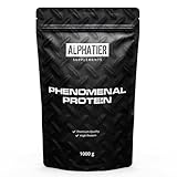 Alphatier Proteinpulver Erdbeere 1 kg - Eiweißpulver mit 81% Protein - Strawberry Eiweißshake ohne Whey, Zucker + Laktose - Eiweiß Pulver 1000 g