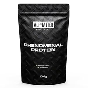 Alphatier Phenomenal Proteínas en Polvo con BCAA y EAA – Vainilla 1kg – 84% de Proteína – Vanilla Protein Powder con Aminoácidos – sin Gluten + Lactosa – vegano