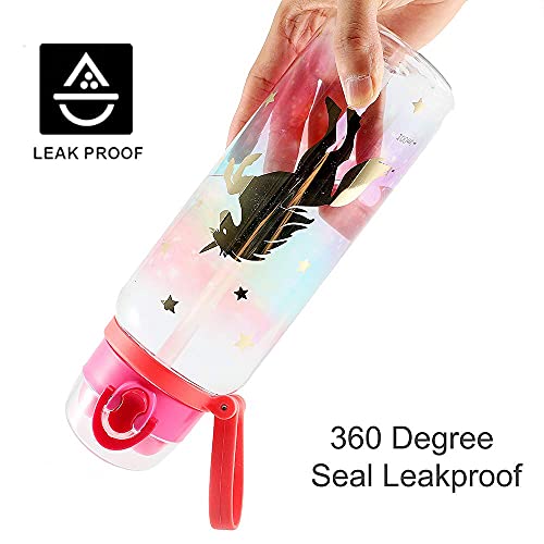 Cute Water Bottle With Straw For Women Teen Girls, Bpa Free & Leak Proof One Click Open Flip Top & Easy Clean & Soft Carry Loop, 30Oz / 900Ml (Unicorn) #TOP4