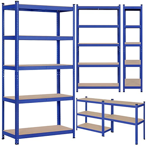 Topeakmart TP-00119873 2Pcs 5-Tier Utility Shelves, Metal Storage Shelves Garage Shelving Unit Adjustable Garage Storage Shelves Storage Racks Heavy Duty Shed Shelving- Blue thumb #7