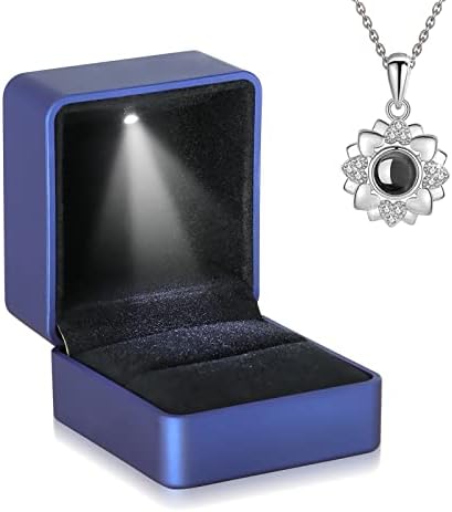 VHIONER Personalised Photo Projection Necklace, 925 Silver Custom Name I Love You 100 Languages Pendant Friendship Birthday Anniversary MemorialJewelry Gifts Women Girls