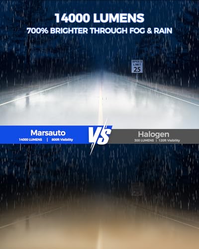Image of Marsauto 5201 /5202 LED Fog Light Bulbs, 14,000LM 6500K White 5202 LED Bulbs, 70000HRS Lifespan 5201 PS24W Fog Lights for Trucks, SUV, Non-polarity Play and Plug, Pack of 2