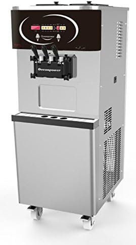 Commercial Soft Ice Cream Machine, Soft Ice Cream Maker, Frozen Yogurt Machine 38L/hour 2+Mix Flavor Standing Model Stainless Steel