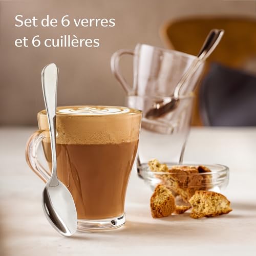 Cosumy 6 Tasses à Cappuccino en Verre 250 ml – avec Cuillères – Tasse Café – vue 2