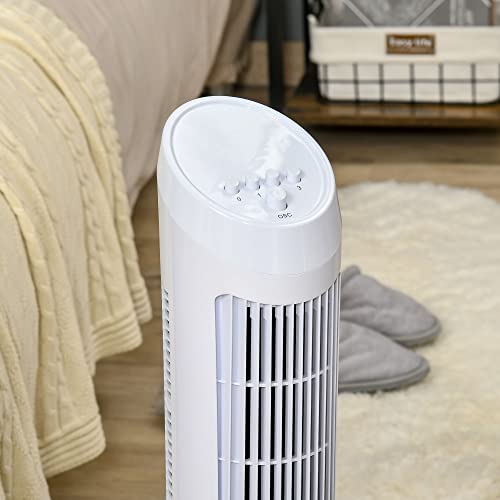 HOMCOM Tower Fan for Bedroom Cooling, 30 Inch Electric 70° Oscillating Fan with 3 Speed Settings, Standing Floor Fan for Home Office Indoor, White - Image 8
