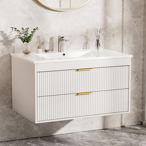 PAKASEPT 30'' Floating Bathroom Vanities with Sink, Wall Mounted Bathroom