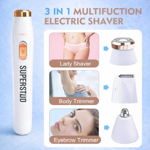Image of Facial Hair Removal Machine | Trimmer For Women | Eyebrow Trimmer & Epilator | 2 In 1 Trimmer | 1-Year Warranty | Nose Hair Removal Machine - White (4, PORTABLE)