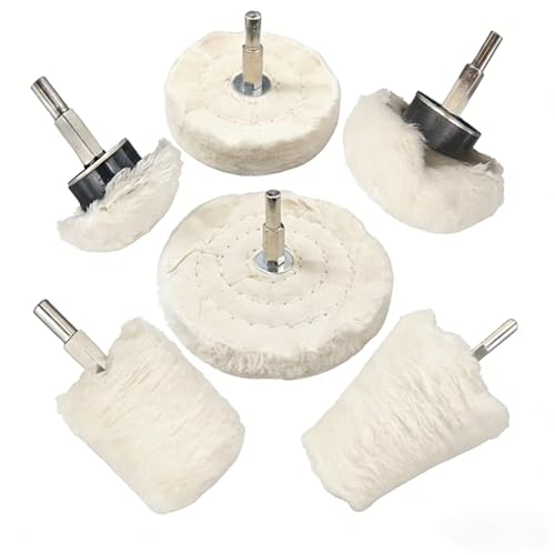 6 PCS Buffing Wheel for Drill,Polishing Wheel Kit with Hex Shafts Compatible with Drills Tools, Pneumatic Electric Machines