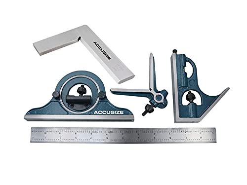 Woodworking Solution, Bevel Edge Blade Square With Combination Square Ruler Protractor Set #TOP11