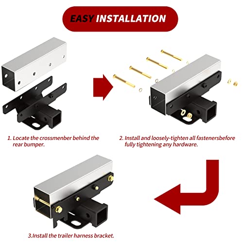 2 Inch Rear Bumper Tow Trailer Hitch Receiver Kit Compatible For 2018-2023 Jeep Wrangler Jl/Jlu #TOP5
