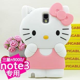 MECA (TM) Pink 3d Cute Soft Silicone Hello Kitty Case Cover Protector Skin for Samsung Galaxy Note 3 III N9000