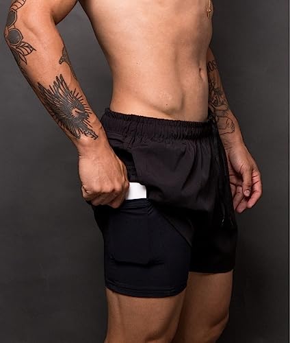 Short Corrida Academia Masculino 2 Em 1 Surty Sprint On (Preto, EGG)