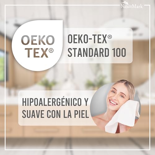 Miniatura 7 de Naturemark Toallas De Invitado Pack De 20 30x50 Cm , 100 Algodón, Certificadas Oeko-Tex, Suaves, Absorbentes Y Fáciles De Cuidar Para Baño, Invitados Spa Crema Natural