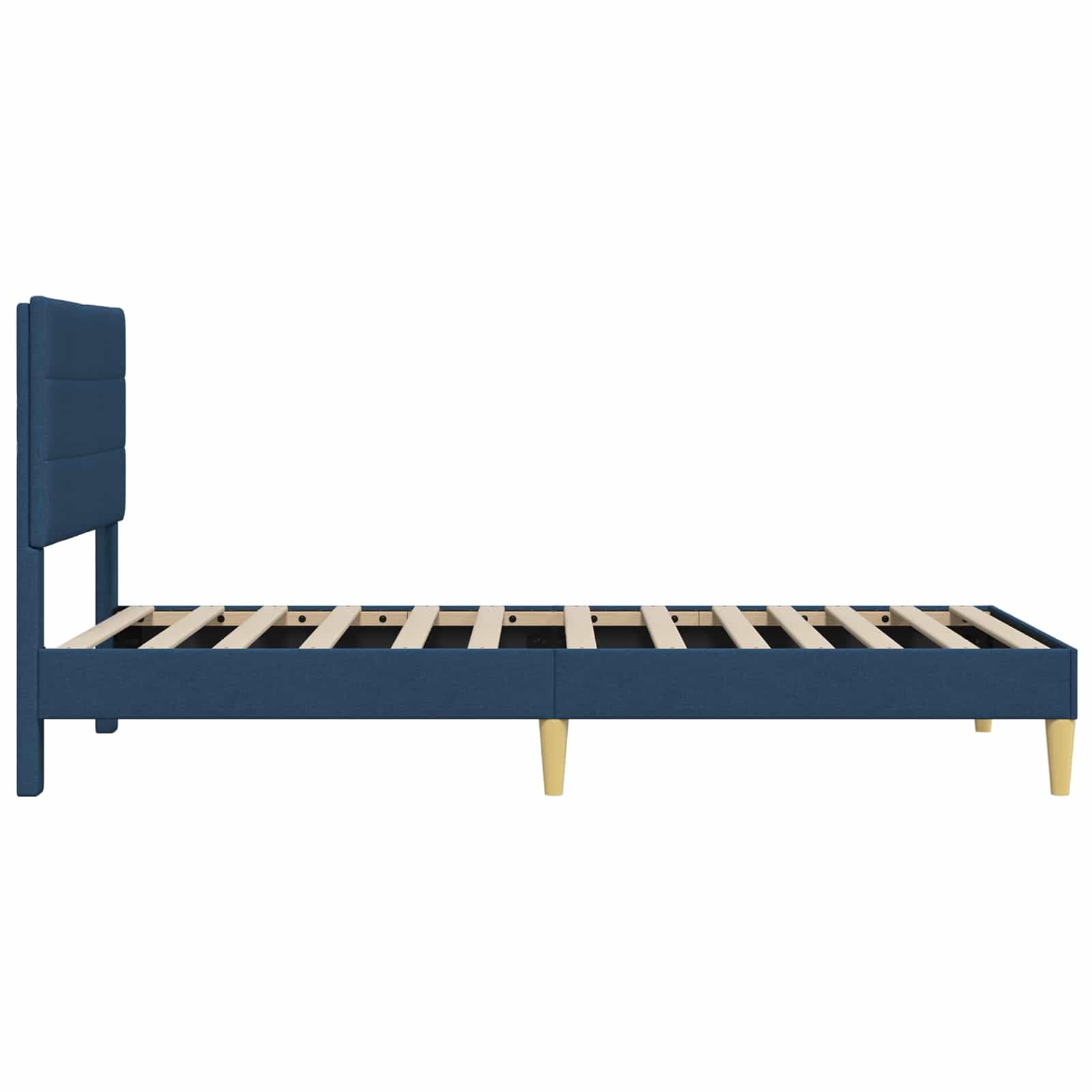 tkaninowa nowoczesna rama łóżka z zagłówkiem niebieska 100 x 200 cm
