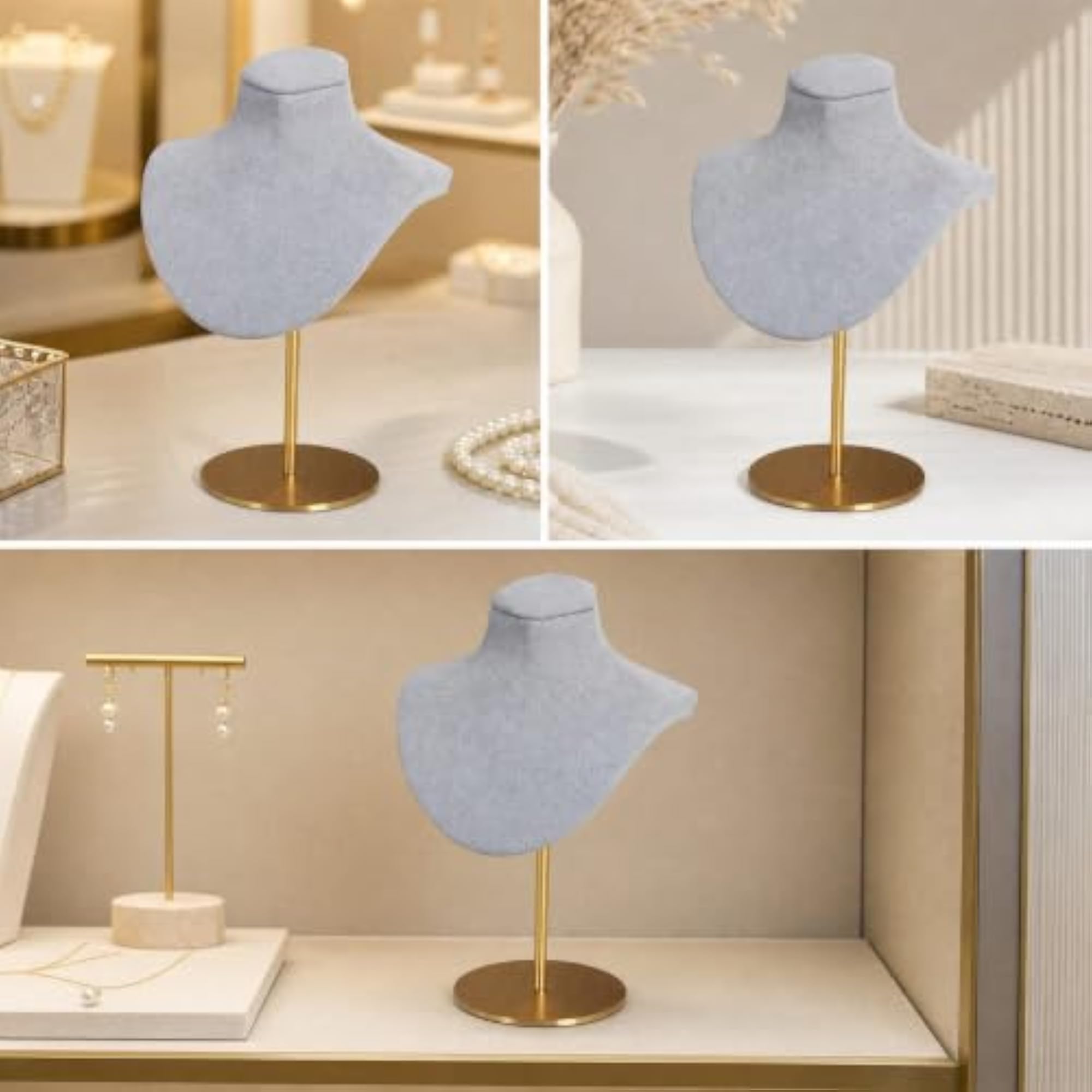 Professional Metal Necklace Display Stand with Round Base