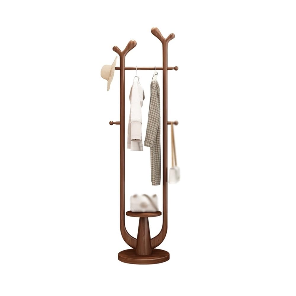 AILIUXIAOYAN Coat Rack Floor-standing Coat Rack for Bedroom High-end Living Room, Clothes Rack, Home Solid Wood Clothes Rack Storage Rack(Walnut)