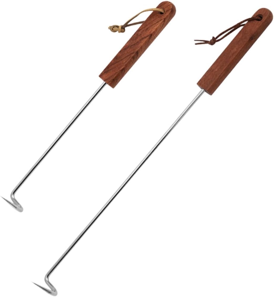 balacoo 8pcs Camping BBQ Meat Hook Food Flipper Stainless Steel Handle Easy to Use Lightweight