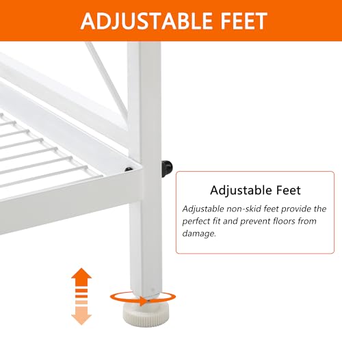 YOHKOH 5 Tier Metal Storage Rack Shelves, Standing Storage Shelf Units for Laundry Bathroom Kitchen Pantry (White,17.0L x 12.9W x 53.3H)
