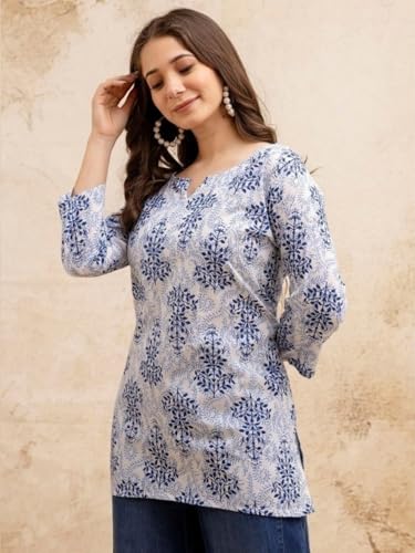 Image of Women's Short Kurti in TopsTunic Rayon Cotton Blend | Ladies Ethnic Tunic