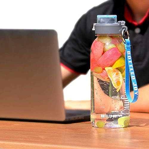 GHONLZIN Water Bottle, 1L Fitness Sports Water Bottle with Time Marker Tracker for Measuring Daily Water Intake 100% BPA-Free Dishwasher Safe for Athletic,Excerise