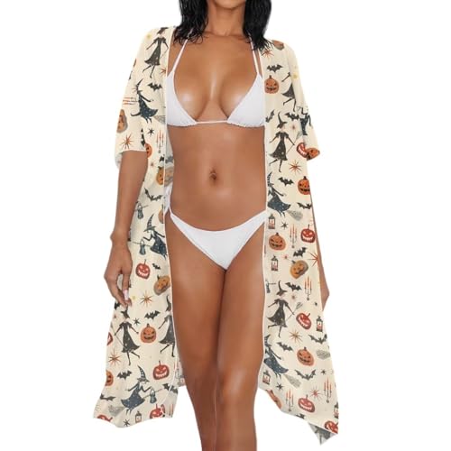 Women's Summer Beach Cover Up Chiffon Long Bikini Swimsuit Coverup Soft Sheer Cardigan Short Sleeve Beachwear