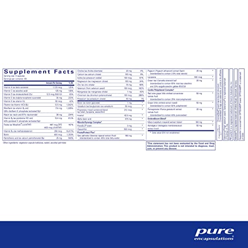 Pure Encapsulations Men's Nutrients - Multivitamin Mineral Supplement To Support Energy, Endurance & Stamina In Men Over 40* - With Vitamin D, Vitamin C & Trace Minerals - 180 Capsules #TOP8