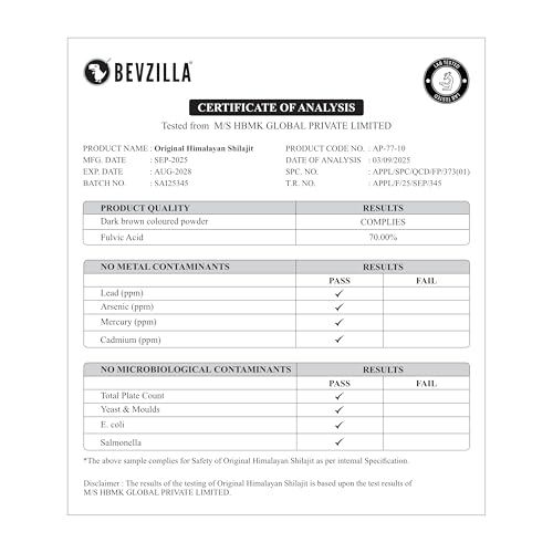 Image of Bevzilla Himalayan Shilajit Coffee Powder Sachets | 100g (40 Sachets x 2.5g) | 70% Fulvic Acid | Energy & Stamina Booster | Supports Muscle Recovery | 40 Cups | For Men & Women