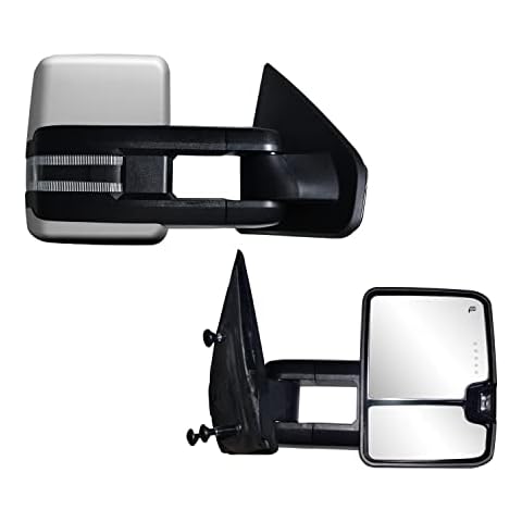 AERDM Towing Mirrors Compatible with Ford F150 2004 2005 2006 2007 2008 2009 2010 2011 2012 2013 2014 Power Heated with LED Signal and Puddle Light Tow Mirrors Pickup Truck Tow Mirrors Pair set Chrome Cover