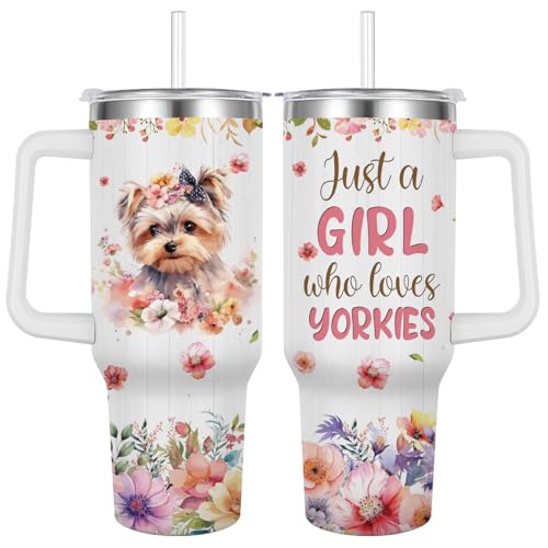 Yorkie Travel Mug for Girls,Vacuum Insulated Tumbler 40oz (yorkie...