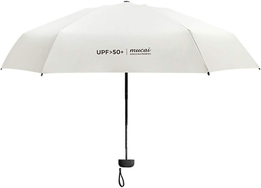 Nicololfle Ultra Light Umbrella,Rain & Sun compact Umbrella Windproof, Mini Folding Umbrella for Travel Windproof, Rainproof & 99% UV Protection with Black Anti-UV Coating, UPF50+(White)