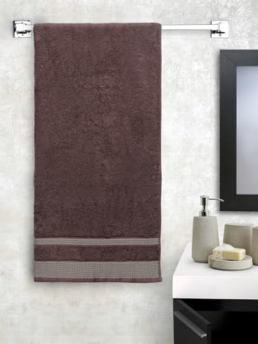 Image of Spaces Hygro Cotton Bath Towel Dries You Quicker Blooms Softer When Washed Dries You Quicker 600 GSM Dark Brown Cotton Towels for Bath