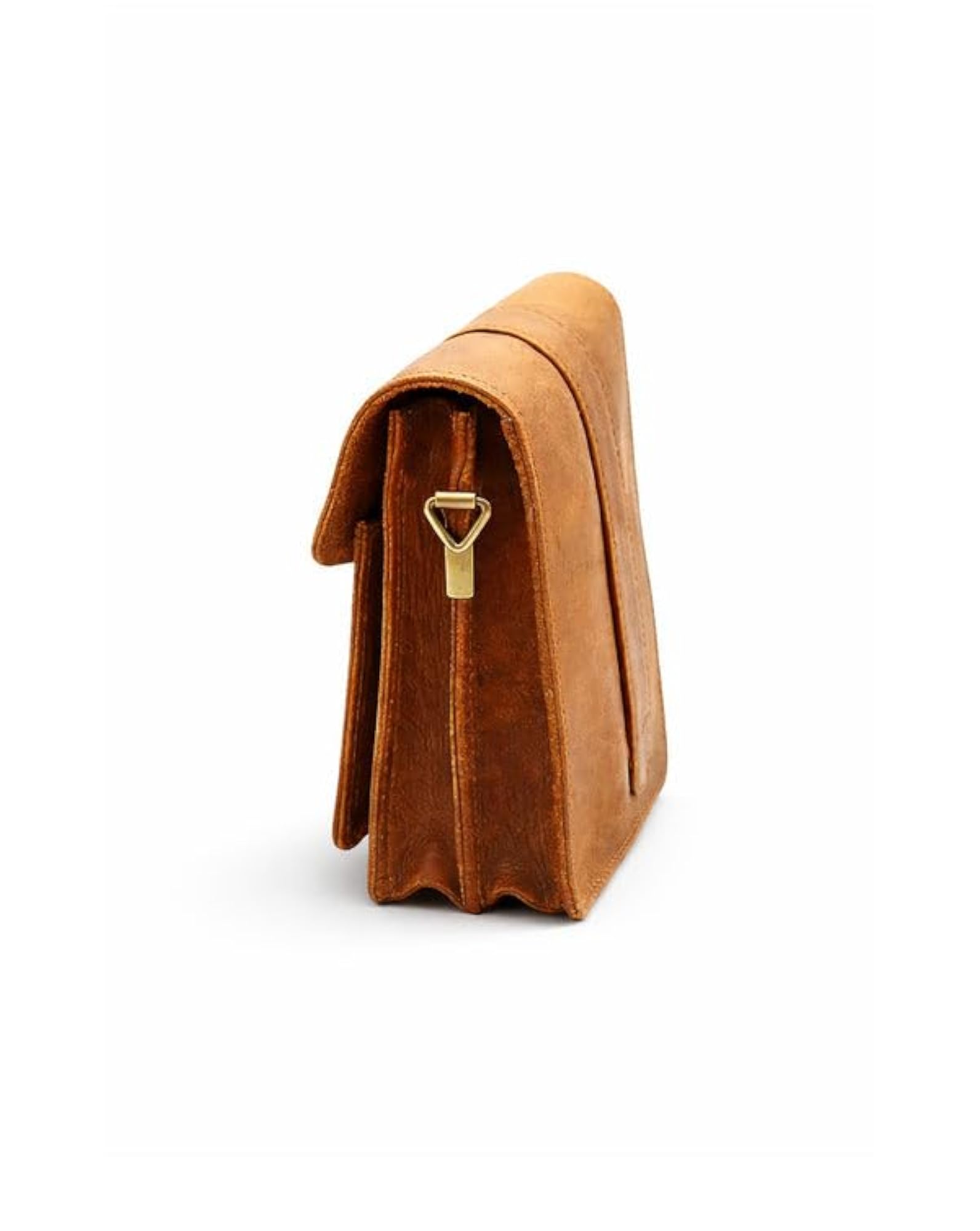 Brown Leather Flap Bumbag, Water-Resistant Travel Crossbody