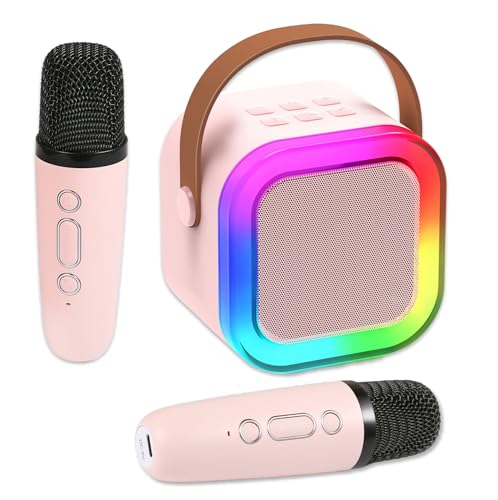 Chennyfun Karaoke 2 Microfonos para Niños, Altavoz de Karaoke Portátil para Niños con Efectos de Cambio de Voz y Luces LED, Mini Karaoke Bluetooth Portátil, Mejores Juguetes Regalos para Niñas y Niños