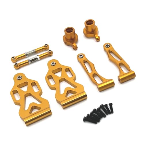 UMTSGYNU Metal Upgrade Front Swing Arm Steering Cup and Connecting Rod Compatible with 1/16 Compatible RC Car Models 16101 16102 16103 16104 16106 16201(Yellow)