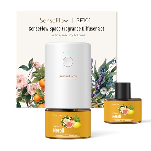 SenseFlow Difusor Aceites Esenciales Difusor de Aromas SF101 Pro - Ultrasónico Sin Agua, 100 % Vegetal, Aromaterapia120-Días, para Hogar, Hotel y Estudio hasta 100㎡, Neroli