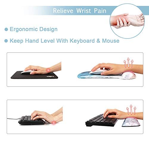 iCasso Keyboard Wrist Rest and Mouse Wrist Rest Pad, Made of Memory Foam, Ergonomic Support, Easy Typing and Relieve Wrist Pain for Gaming, Computer, Office, Laptop (C-Beach)