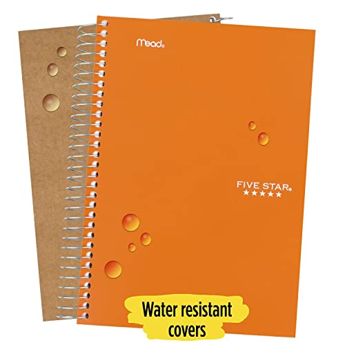 Five Star Small Spiral Notebook, 5 Subject, College Ruled Paper, 180 Sheets, 9-1/2" x 6", Color Will Vary, 1 Count (06184)