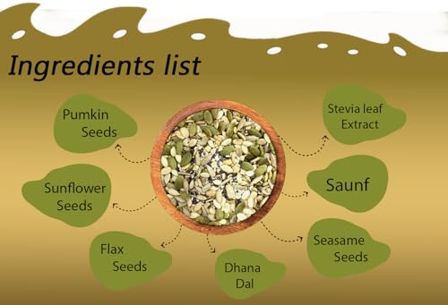 Image of Misstevia Sugar Free 6-in-1 Mouth Freshener (110g) | Stevia Sweetened Seeds Mix | No Added Sugar Mukhwas | Fennel, Pumpkin, Sunflower, Flax, Dhanya Dal & Sesame | After Meal Snack