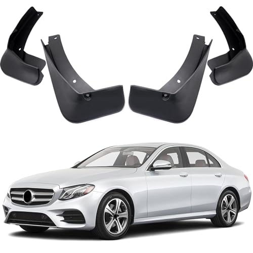Image of Mud Flaps Compatible with Mercedes-Benz E-Class Sedan 2017-2023 | Models with AMG-Line, E300 E350 E400 E450 E43 E53 E63, Front Rear Splash Guards Mud Guards Set of 4, Black