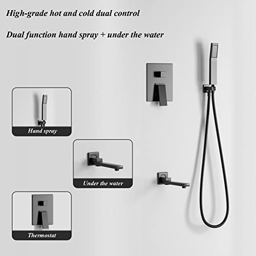 Ensemble de Robinet de Douche avec Pommeau à Effet Pluie Intégré