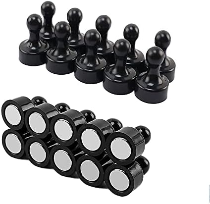20 PCS10 Pairs) Fridge Magnets Magnetic Push Pins Small Refrigerator Magnets Strong Neodymium Magnets Whiteboard Map Magnets Perfect for Home Kitchen Office School Classroom Black