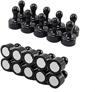 20 PCS10 Pairs) Fridge Magnets Magnetic Push Pins Small Refrigerator Magnets Strong Neodymium Magnets Whiteboard Map Magnets Perfect for Home Kitchen Office School Classroom Black