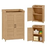 Outsunny Armadio da Giardino in Legno di Abete con Piano di Lavoro Zincato, Casetta Attrezzi Giardino con Due Ante a Persiana e Ripiano Interno, per Patio Terrazza, 65.5x40x98.5 cm, Giallo