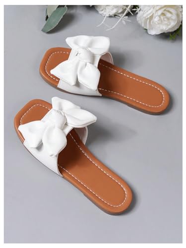 Verdusa Girl's Bows Square Toe Sandals Casual Summer Flat Sandal4